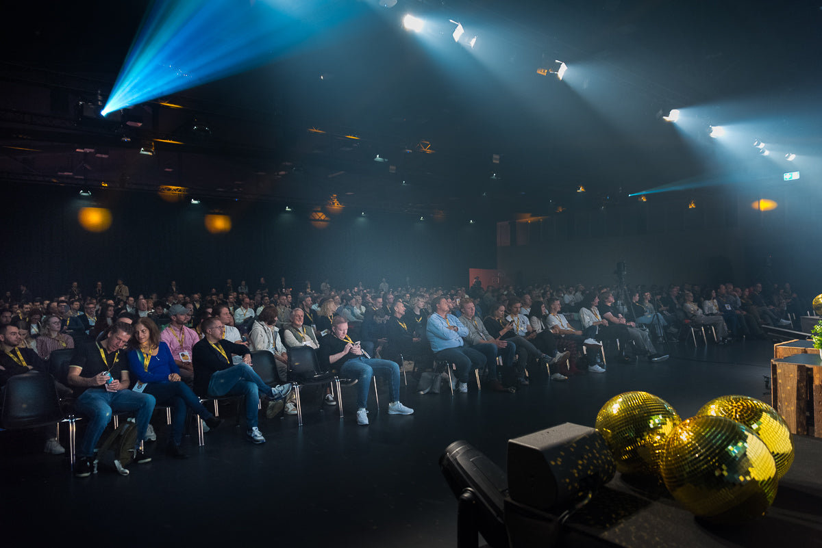 Audience at Startup Nights, photographed from the stage by Stefan Baumgartner